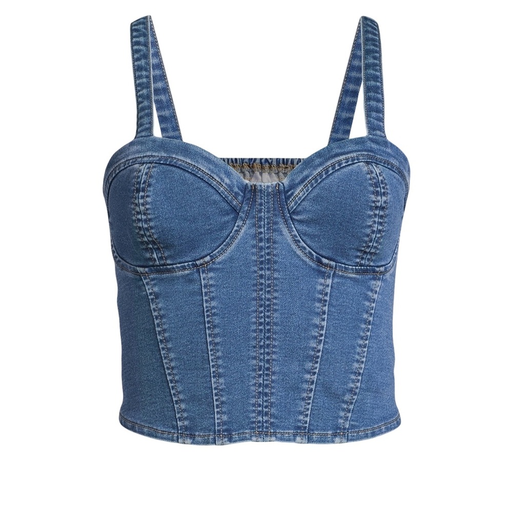 No Boundaries Juniors Denim Corset Top, Size XL NWT